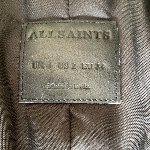 RARE Allsaints ELORA TASSEL genuine leather biker matte black jacket size 2 BNWT - Picture 10 of 15
